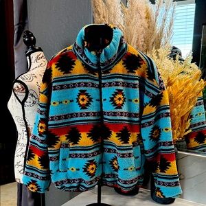 Angel Kiss Multicolor Aztec Fleece Jacket